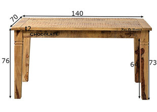 Söögilaud Rustic, 140x70 cm, mangopuit цена и информация | Кухонные и обеденные столы | kaup24.ee