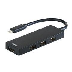 USB Hub Hama USB-C, 3x USB 2.0 ja HDMI hind ja info | USB jagajad, adapterid | kaup24.ee