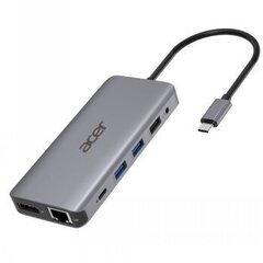 ACER 12-IN-1 TYPE-C DONGLE -> 2XUSB3.2, 2XUSB2.0, 2XHDMI, 1XDISPLAYPORT, TYPE C POWERDELIVERY, SD CARD READER, TF CARD READER, 1 цена и информация | Адаптеры и USB-hub | kaup24.ee