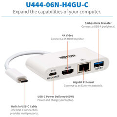 Tripp Lite USB-C Dock U444-06N-H4GU-C Single Display hind ja info | USB jagajad, adapterid | kaup24.ee