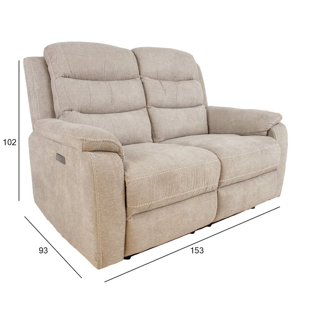 Diivan Mimi 2-kohaline 153x93xH102cm, elektriline recliner, beež цена и информация | Tugitoolid ja tugitoolvoodid | kaup24.ee