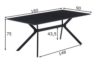 Söögilaud 90x180, hall hind ja info | Köögi- ja söögilauad | kaup24.ee