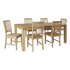 Обеденный набор Chicago New, с 6 стульями (19954), массив дерева/МДФ, с натуральным шпоном дуба, промасленный цена и информация | Комплекты мебели для столовой | kaup24.ee