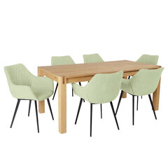 Обеденный набор CHICAGO NEW с 6 стульями (37047) массив дерева / МДФ с натуральным шпоном дуба, промасленный цена и информация | Комплекты мебели для столовой | kaup24.ee