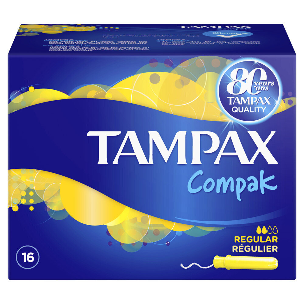 Tampoonid TAMPAX Compak Regular, 16 tk. цена и информация | Tampoonid, hügieenisidemed, menstruaalanumad | kaup24.ee