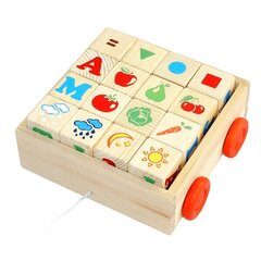 Деревянные кубики, 16 шт. цена и информация | Игрушки для малышей | kaup24.ee