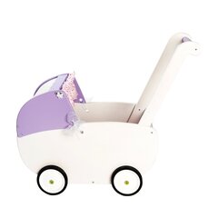 Деревянная кукольная коляска, фиолетовая цена и информация | Игрушки для девочек | kaup24.ee