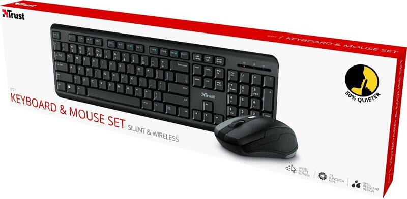 Juhtmevaba hiire ja klaviatuuri komplekt Trust Ody, must hind | kaup24.ee