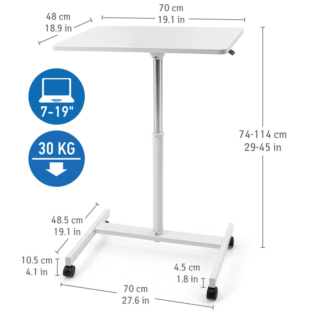 Sülearvutilaud Tatkraft Trend 70x48cm, valge hind ja info | Arvutilauad, kirjutuslauad | kaup24.ee