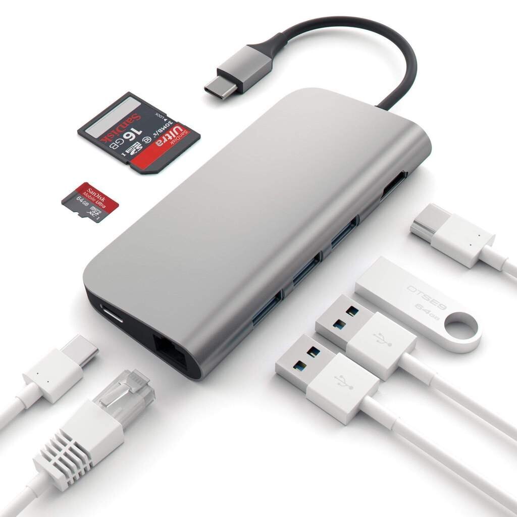 USB-C jagaja Multi-port 4K ja Ethernet Satechi hind ja info | USB jagajad, adapterid | kaup24.ee