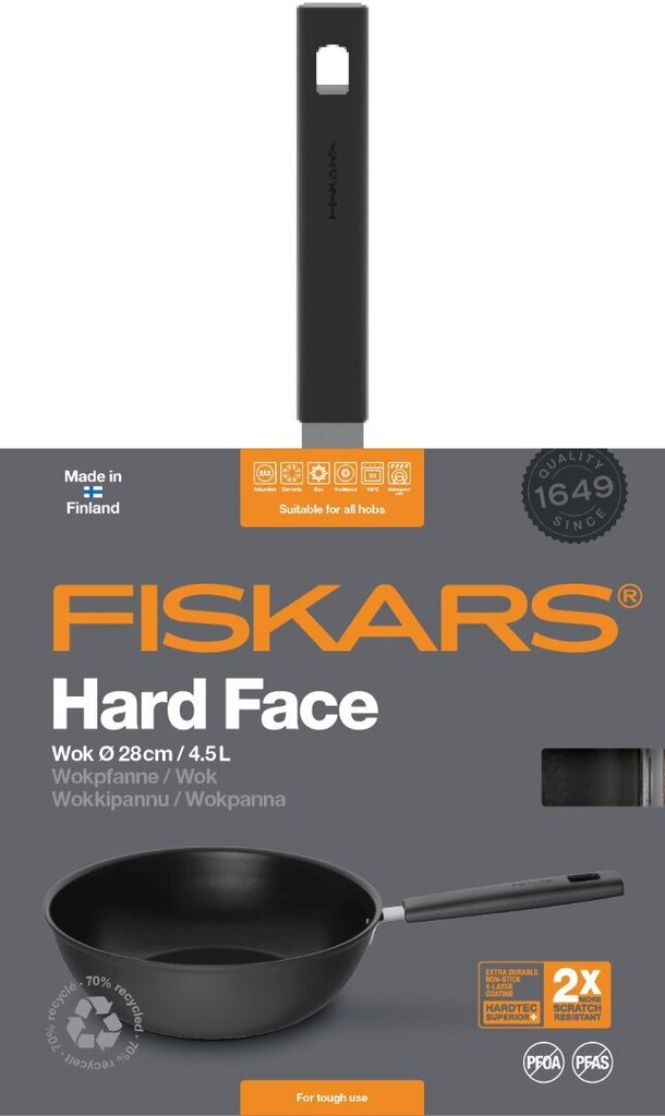 Fiskars Hard Face wok pann 28 cm / 4,5 L цена и информация | Pannid | kaup24.ee