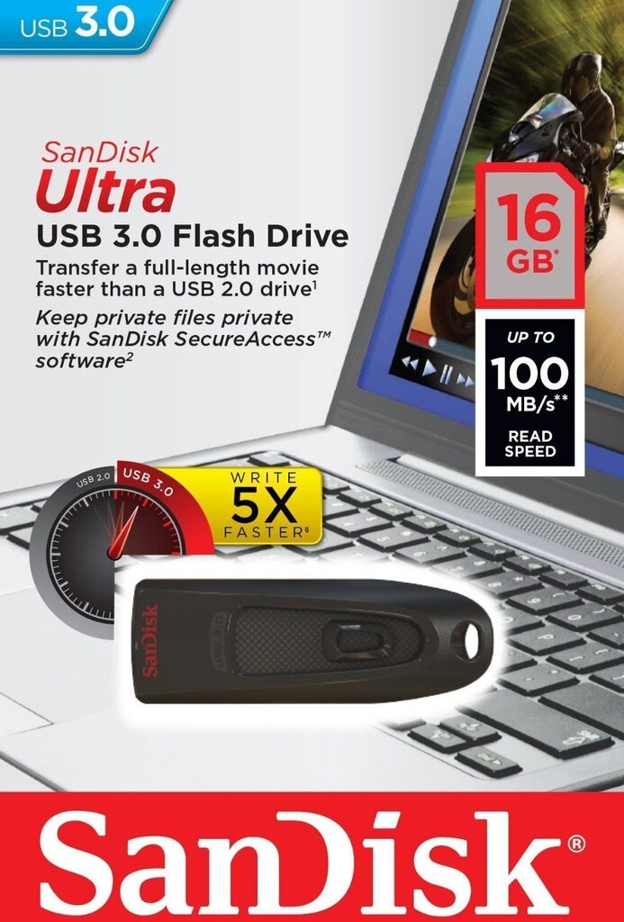 SanDisk Ultra 16GB USB 3.0 цена и информация | Mälupulgad | kaup24.ee