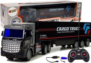 Kaugjuhtimispuldiga veok Lean Toys Cargo Truck 1:48, must, 6 m.+ цена и информация | Игрушки для мальчиков | kaup24.ee
