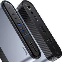 Адаптер Baseus CAHUB-BG0G SD / micro SD, 3 x USB 3.0, 2 x USB-C, аудио, PD, ПК, 2 x USB 2.0, VGA, HDMI, DC цена и информация | Адаптеры и USB-hub | kaup24.ee