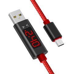 Кабель Fusion USB-C с ЖК-экраном и вольт-амперным детектором, красный цена и информация | Кабели для телефонов | kaup24.ee