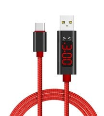 Кабель Fusion USB-C с ЖК-экраном и вольт-амперным детектором, красный цена и информация | Кабели для телефонов | kaup24.ee