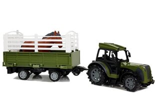 Зеленый трактор с прицепом для лошадей цена и информация | Игрушки для мальчиков | kaup24.ee