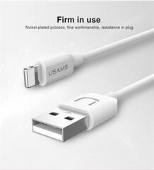 Usams U-TURN Universal Silicone Apple Lightning (MD818ZM/A) USB Data & Charger Cable 1m White hind ja info | Mobiiltelefonide kaablid | kaup24.ee