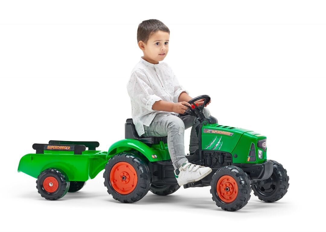 Pedaalidega traktor Falk Supercharger, roheline hind ja info | Poiste mänguasjad | kaup24.ee