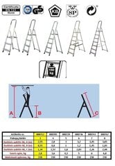 Krause Corda Step ladder silver цена и информация | Стремянки | kaup24.ee