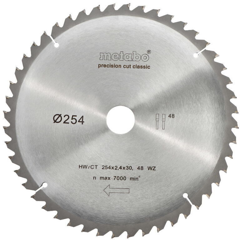 Saeketas 254x2,4/1,8x30mm, z48, WZ, -5°, Classic, Metabo цена и информация | Käsitööriistad | kaup24.ee