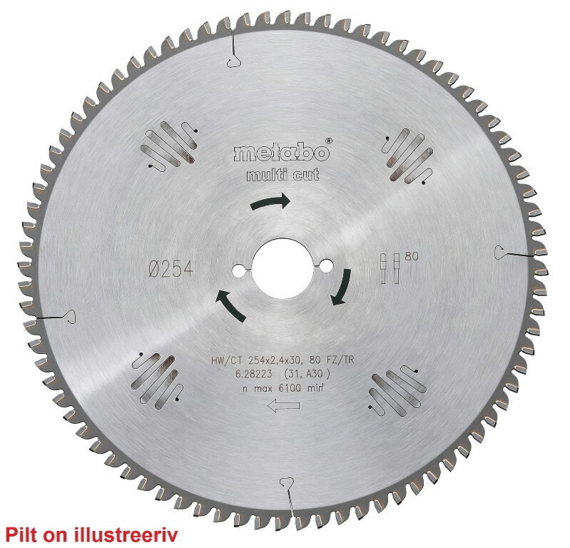 Saeketas 254x2,4/1,8x30, z80, FZ/TZ, -5°, Multi Cut., Metabo hind ja info | Käsitööriistad | kaup24.ee