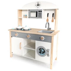 Ecotoys puidust mänguköök pesumasinaga kaina ir informacija | Tüdrukute mänguasjad | kaup24.ee