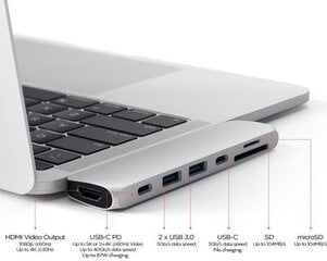 Хаб MacBook Pro USB-C Satechi, ST-CMBPM цена и информация | Адаптеры и USB-hub | kaup24.ee