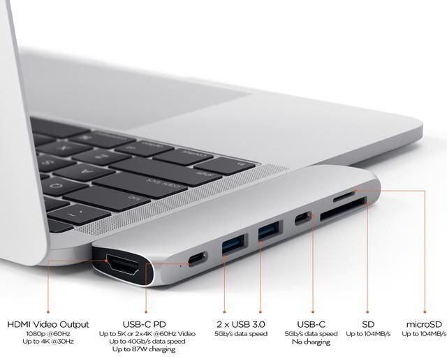 MacBook Pro USB-C jagaja Satechi ST-CMBPM hind ja info | USB jagajad, adapterid | kaup24.ee