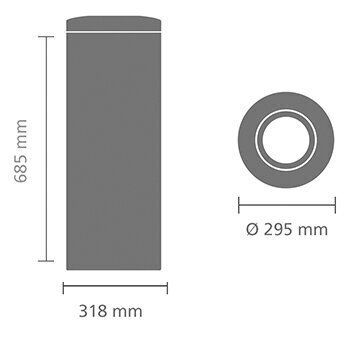 Brabantia Flameguard tuldsummutav prügikast 30L, metallist ämber, matt teras hind ja info | Prügikastid | kaup24.ee