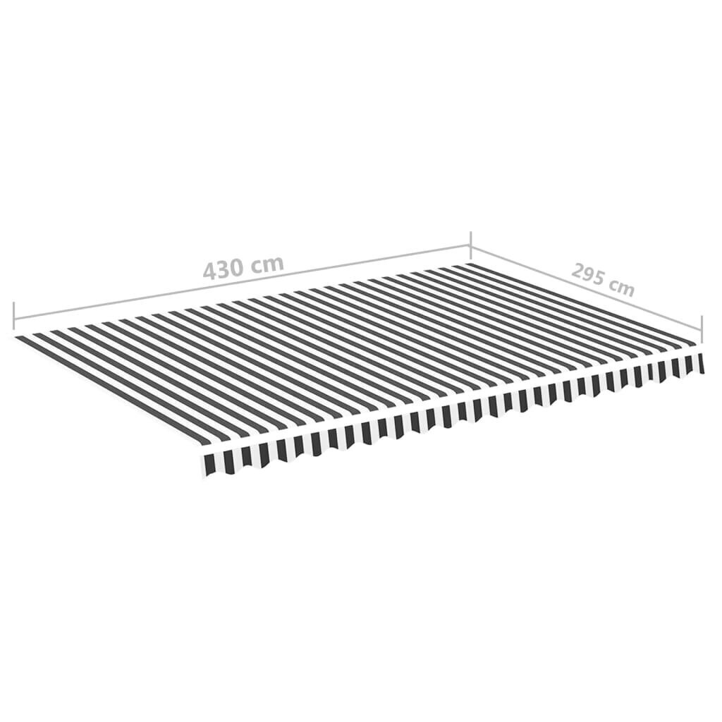 Pakaitinis audinys markizei, 4,5x3 m, antracito ir baltos spalvos hind ja info | Päikesevarjud, markiisid ja alused | kaup24.ee