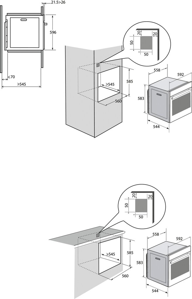 Integreeritav ahi Brandt BXC6332B, maht 73 liitrit цена и информация | Ahjud | kaup24.ee