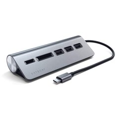 Хаб USB-C + считыватель карты памяти Satechi, ST-TCHCRS цена и информация | Адаптер Aten Video Splitter 2 port 450MHz | kaup24.ee