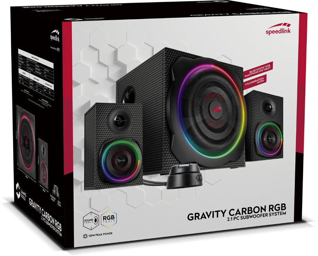 SpeedLink Gravity Carbon RGB 2.1 SL-830100-BK hind ja info | Kõlarid | kaup24.ee