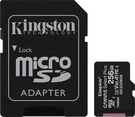 Kingston Canvas Select Plus UHS-I 256 GB цена и информация | Карты памяти для фотоаппаратов, камер | kaup24.ee
