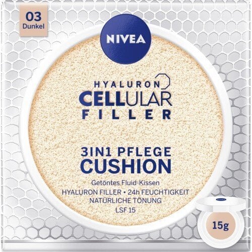 Nivea Hyaluron CELLular Filler 3in1 Care Cushion jumestuskreem 15 g, 03 Dark hind ja info | Jumestuskreemid, puudrid | kaup24.ee