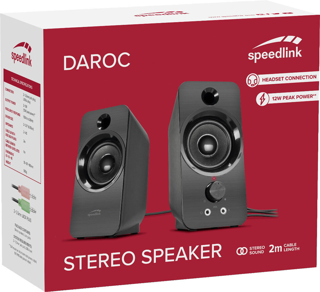 SpeedLink Daroc SL-810005-BK цена и информация | Kõlarid | kaup24.ee