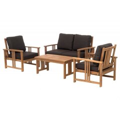 Деревянная уличная мебель из 4 частей 4living Lounge Sulawesi Teak, коричневая/черная цена и информация | Комплекты уличной мебели | kaup24.ee