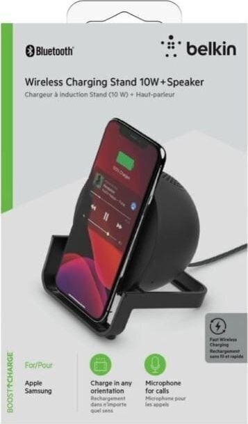 Juhtmevaba nutitelefoni laadimisalus + kõlar Belkin Boost Charge , must цена и информация | Mobiiltelefonide laadijad | kaup24.ee