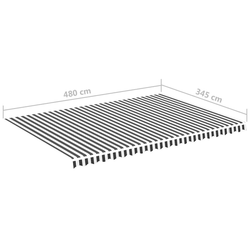 Pakaitinis audinys markizei, 5x3,5m, antracito/baltos spalvos цена и информация | Päikesevarjud, markiisid ja alused | kaup24.ee