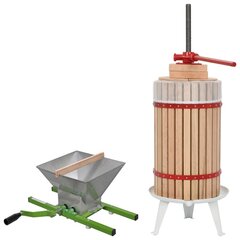vidaXL 2-osaline puuvilja- ja veinipressi ning purustaja komplekt hind ja info | Klaasid, tassid ja kannud | kaup24.ee
