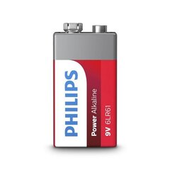 Элемент PHILIPS Power Alkaline 9V/6LR61 цена и информация | Батерейки | kaup24.ee