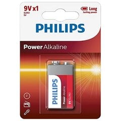 Patarei PHILIPS Power Alkaline 9V/6LR61 цена и информация | Батарейки | kaup24.ee