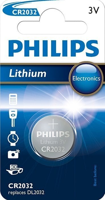 Patarei PHILIPS Lithium CR2032 цена и информация | Patareid | kaup24.ee