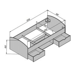 Voodi Lupo 90 x 200, sonoma tamm /valge цена и информация | Детские кровати | kaup24.ee