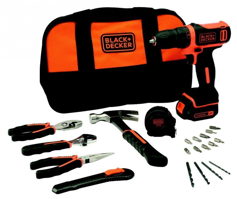 Akutrell Black&Decker BDCDD12 10,8V + 20 tk tarvikuid цена и информация | Akutrellid, kruvikeerajad | kaup24.ee