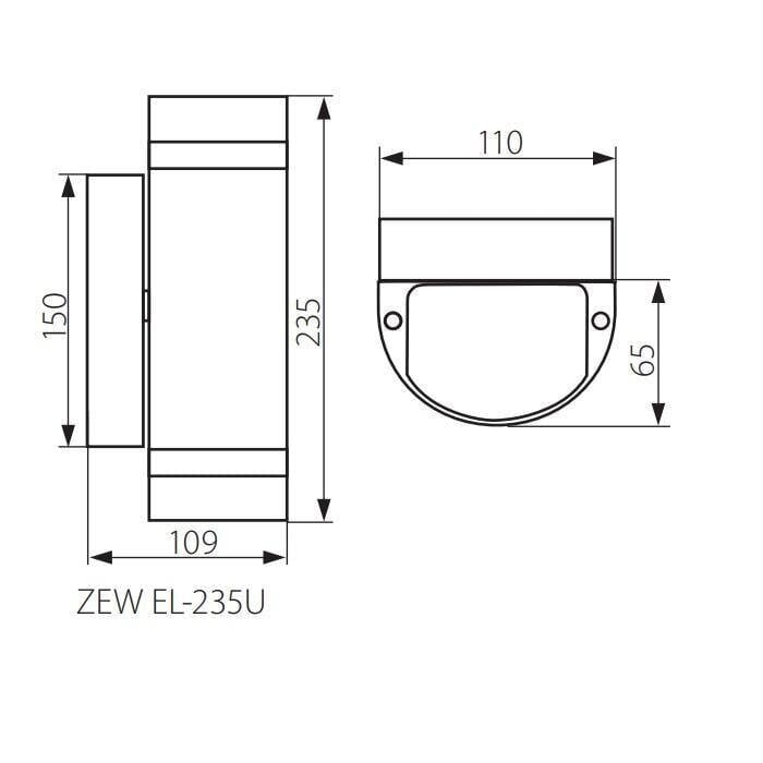 Seinavalgusti Kanlux ZEW EL-235U-B 2x35W GU10 IP44, must hind ja info | Aia- ja õuevalgustid | kaup24.ee