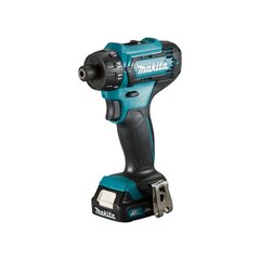 Аккумуляторный шуруповерт Makita DF033DWAE, 12В MAX, 2x2,0 Aч Li-ion 30/14 Nm, 0,88 кг, 1/4, LED 2-скорости цена и информация | Шуруповерты, дрели | kaup24.ee