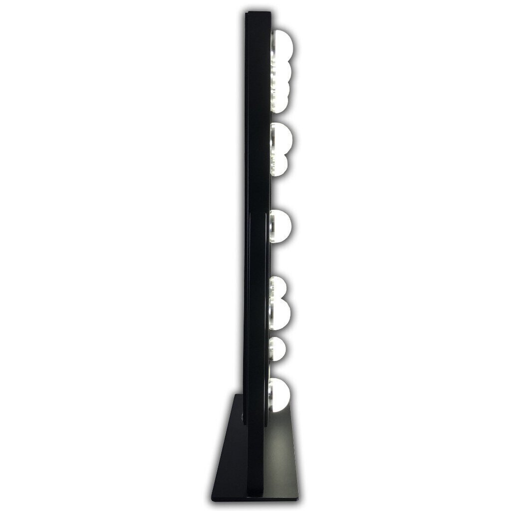Gerard Brinard Must Meigipeegel/Lauapeegel Hollywood metallist, elegantse ja õhukese disainiga, 12 X LED valgusega (48x34x8 cm) цена и информация | Meigikotid, lauapeeglid | kaup24.ee