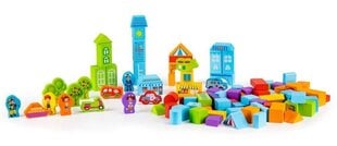 Ecotoys puidust ehitusklotsid Linn, 100 tk цена и информация | Развивающие игрушки | kaup24.ee